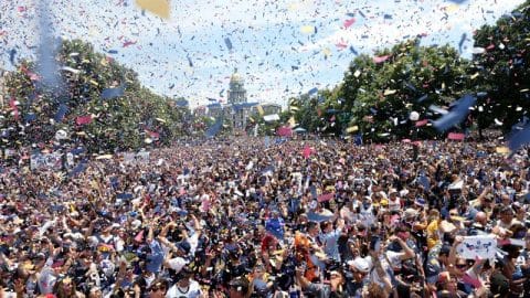 An officer’s leg was run over by a fire truck An officer’s leg was run over by a fire truck